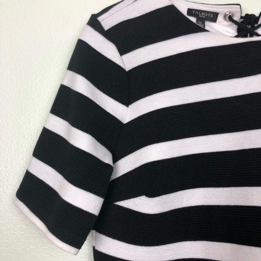 Talbots Boxy MP Tie Back Nautical 1/4 Sleeve Top - Picture 2 of 15